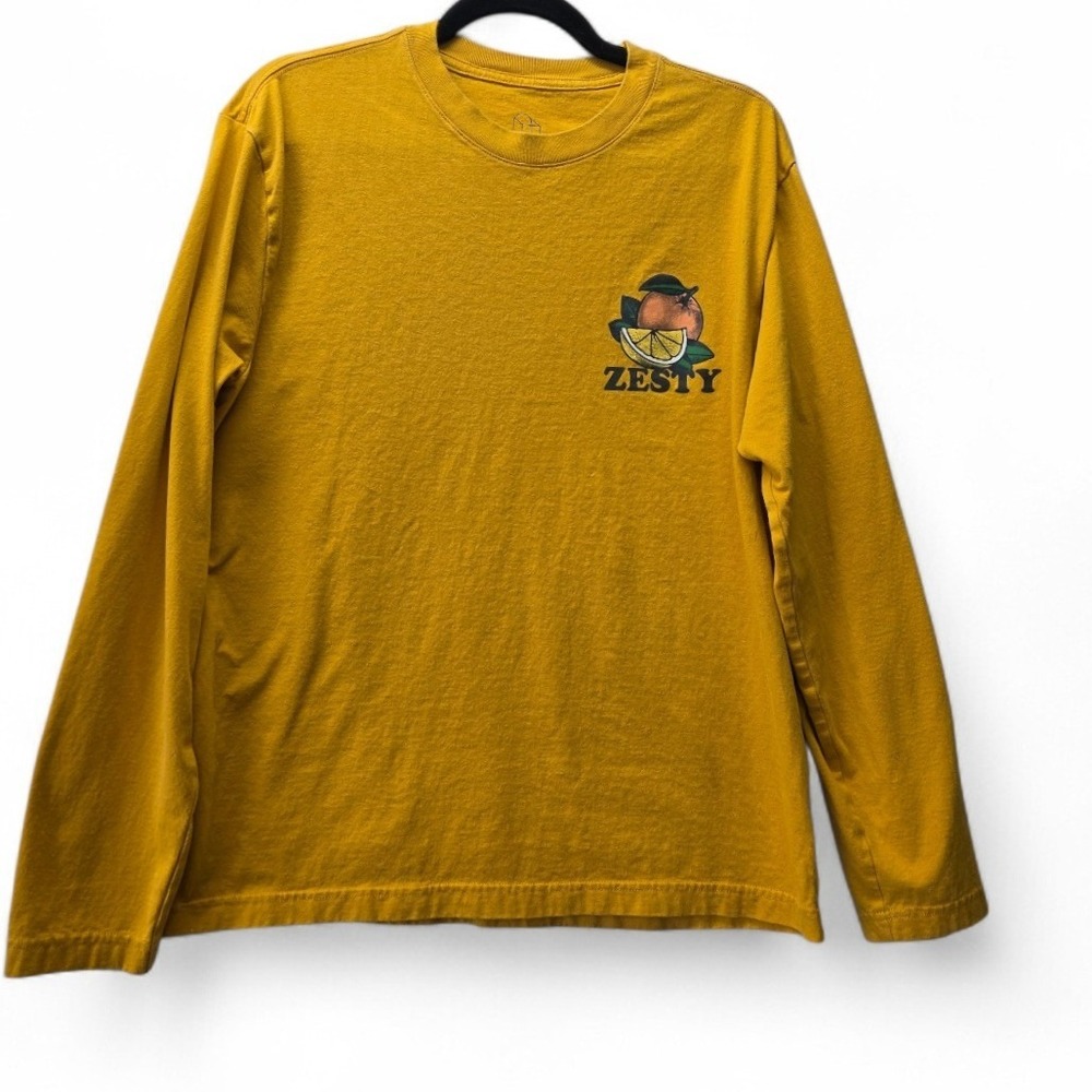 Original Use Mens Zesty Fruit Graphic Long Sleeve T-Shirt Yellow Size M